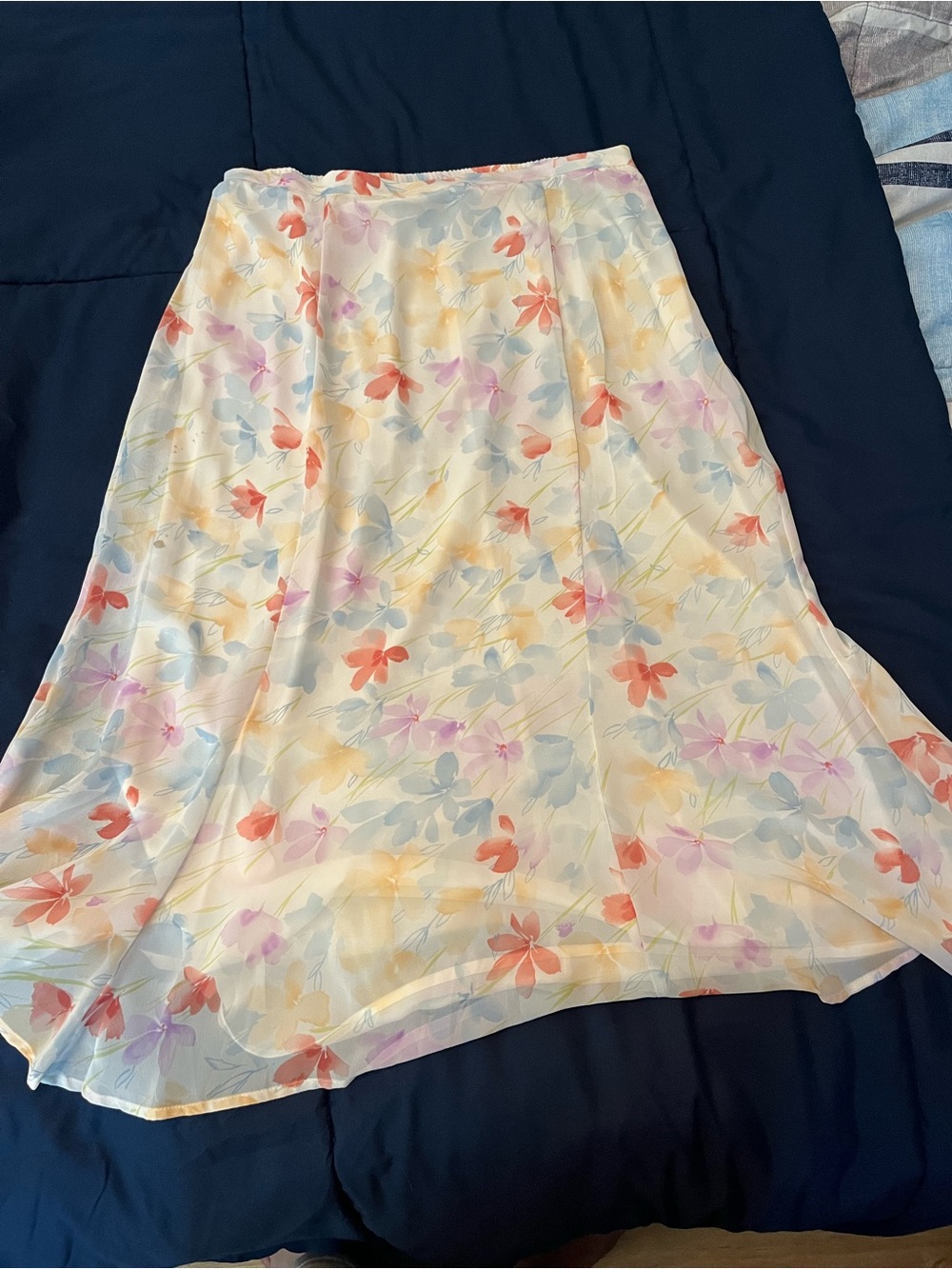 Leslie Fay Pastel Floral A-Line Skirt Size 16 Petite